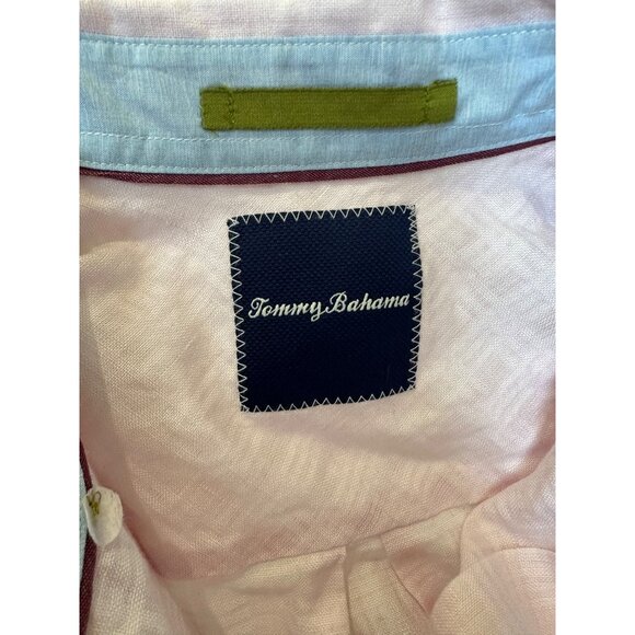 Tommy Bahama Mens Pink Relaxed Linen Long-Sleeve Button-Up Shirt Size Medium - Picture 12 of 13
